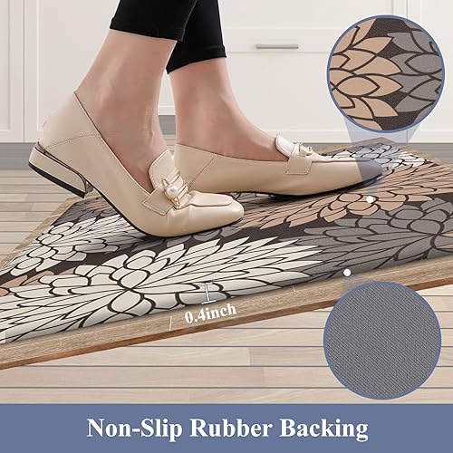 Miniatura 122 de HEBE Kitchen Mat 20"x71" Anti Fatigue Floor Mat Runner Non Slip Kitchen Mats for Floor Waterproof Kitchen Rugs and Mats Ergonomic Cushioned Comfort
