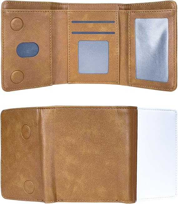 Limitronix 10 Pack Sublimation Blanks Mens Trifold Wallet RFID Blocking Slim Minimalist Front Pocket - PU Leather Thin & Stylish with ID Window Wallets For Diy Heat Transfer Print