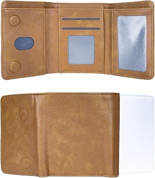 Limitronix 10 Pack Sublimation Blanks Mens Trifold Wallet RFID Blocking Slim Minimalist Front Pocket - PU Leather Thin & Stylish with ID Window Wallets For Diy Heat Transfer Print