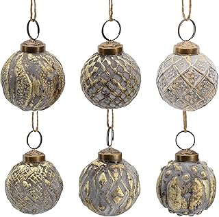 AuldHome Design Farmhouse Ball Ornaments (Set of 6, 2