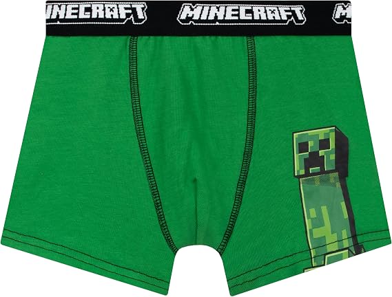 Minecraft Boys Underwear Pack Of 3, Creeper Boys Boxers, Gaming Kids Underwear, Gamer Pants For Kids, Ages 5 To 13 Years