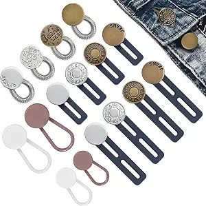 16 Pcs Adjustable Button Extenders for Jeans & Pants, 1-1.8 Inches, 5 Colors