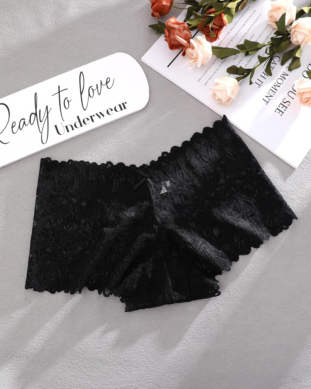 Sexy Women's Underwear Lace Shorts V Waist Breathable Cheeky Panties Boyshorts Underwear Women 5 Pack - Image 8