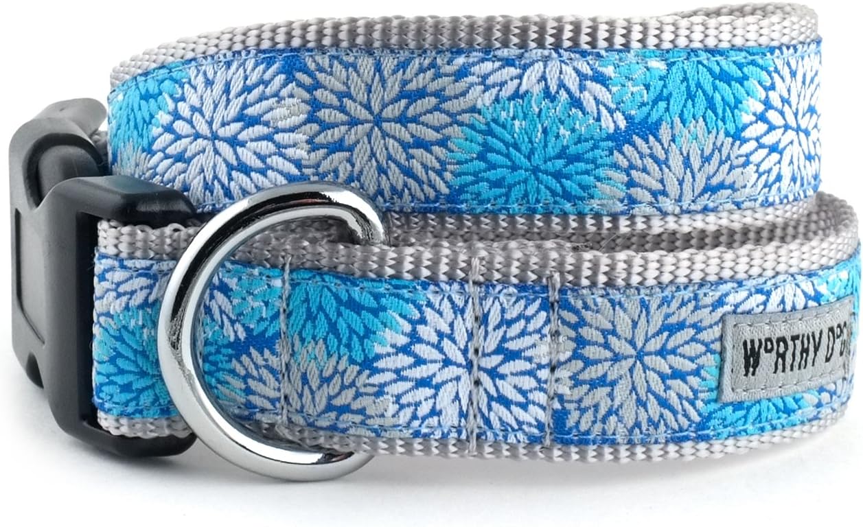 The Worthy Dog Mum's the Word Dog Collar, High Density Adjustable Nylon Pets Collar With Strong Quick Release Buckle, Fits XL Dogs Blue