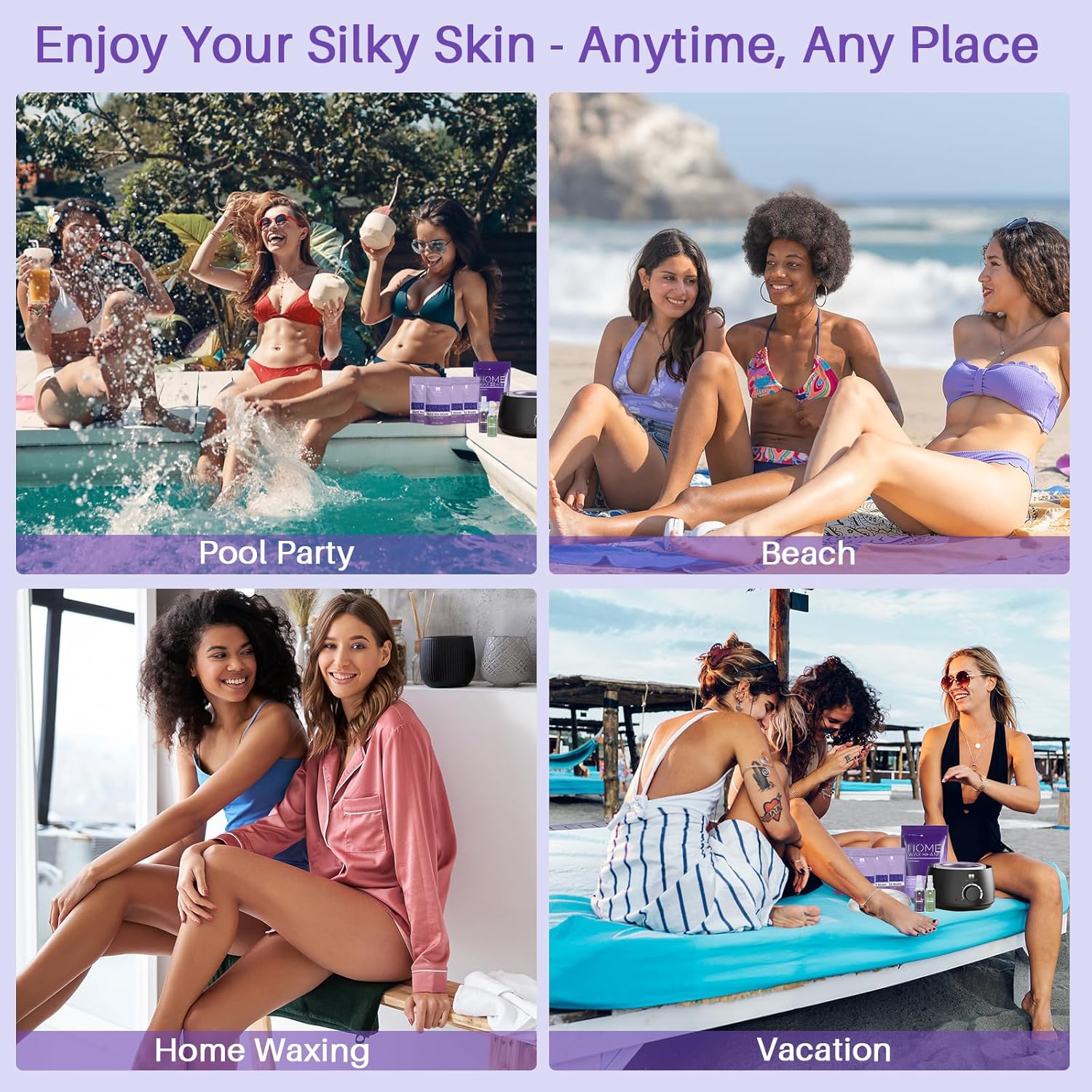 BLITZWAX Wax Warmer Hair Removal Waxing Kit with 1lb Lavender Wax Beads for Sensitive Skin/Body/Face/Bikini/Leg/Brazilian, 29 Items Wax Kit and Hard Wax Beans Refill Ideal for Women Men at Home Salon