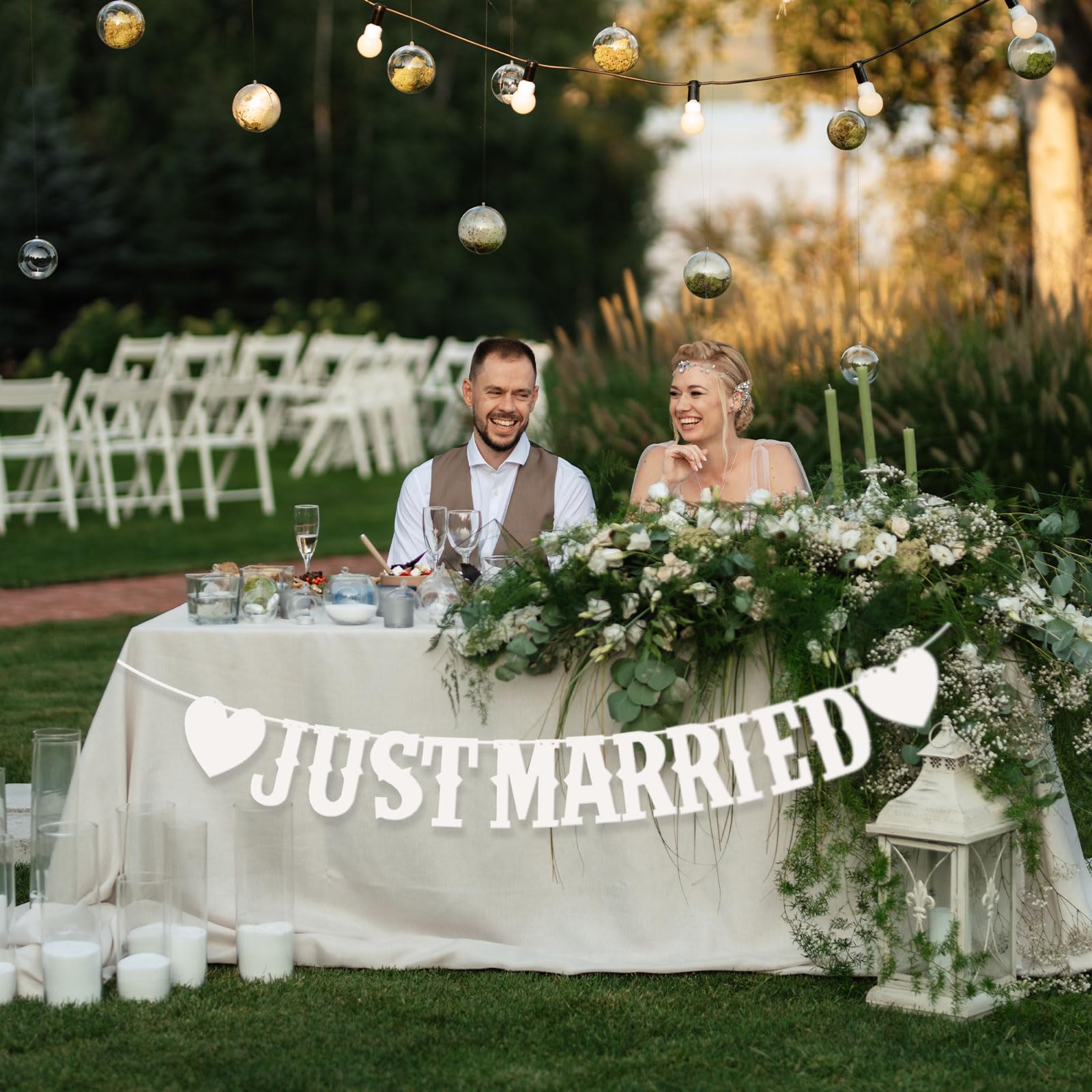 Just Married Girlande Vintage Rustikal Wimpelkette  Produktbild-Vorschau 7
