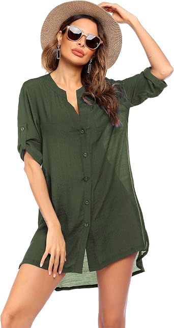 Shirt V-Neck Swimsuit Beach Bikini 