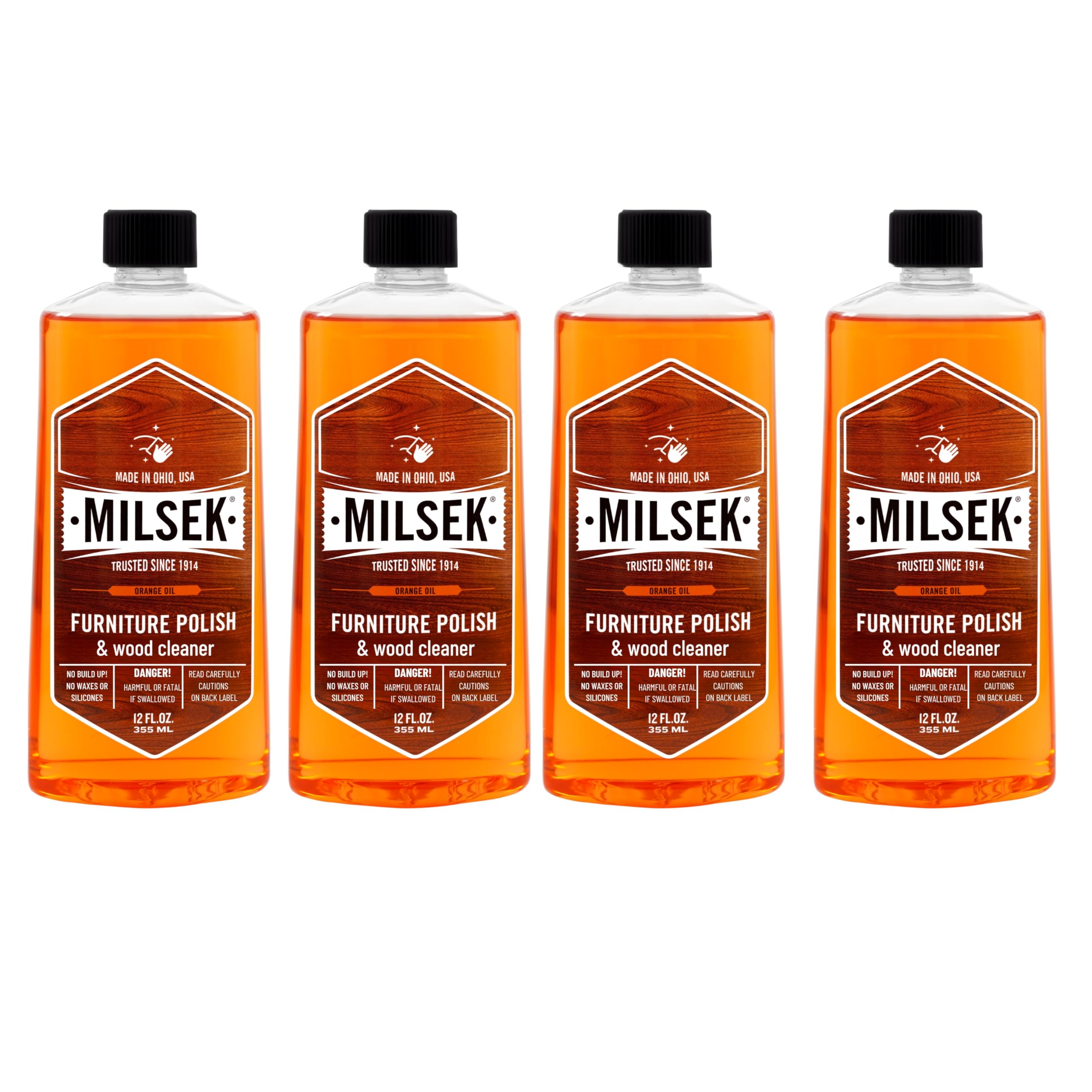 Milsek Orange Oil Furniture Polish and Cleaner - 4 Pack, 12 fl oz