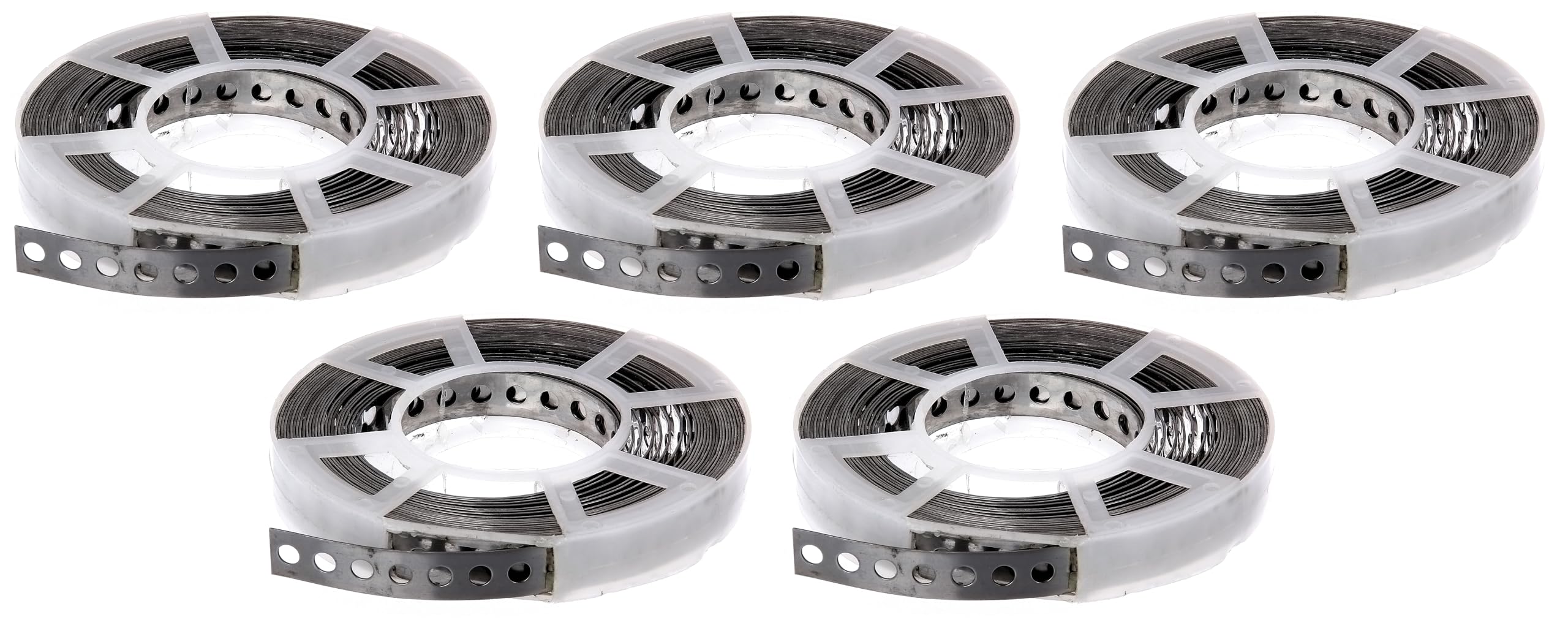 Alberts 851910 Bande multi-trous | avec ou sans bobine | acier inoxydable | largeur 17 mm | longueur 10 m | kit de 5