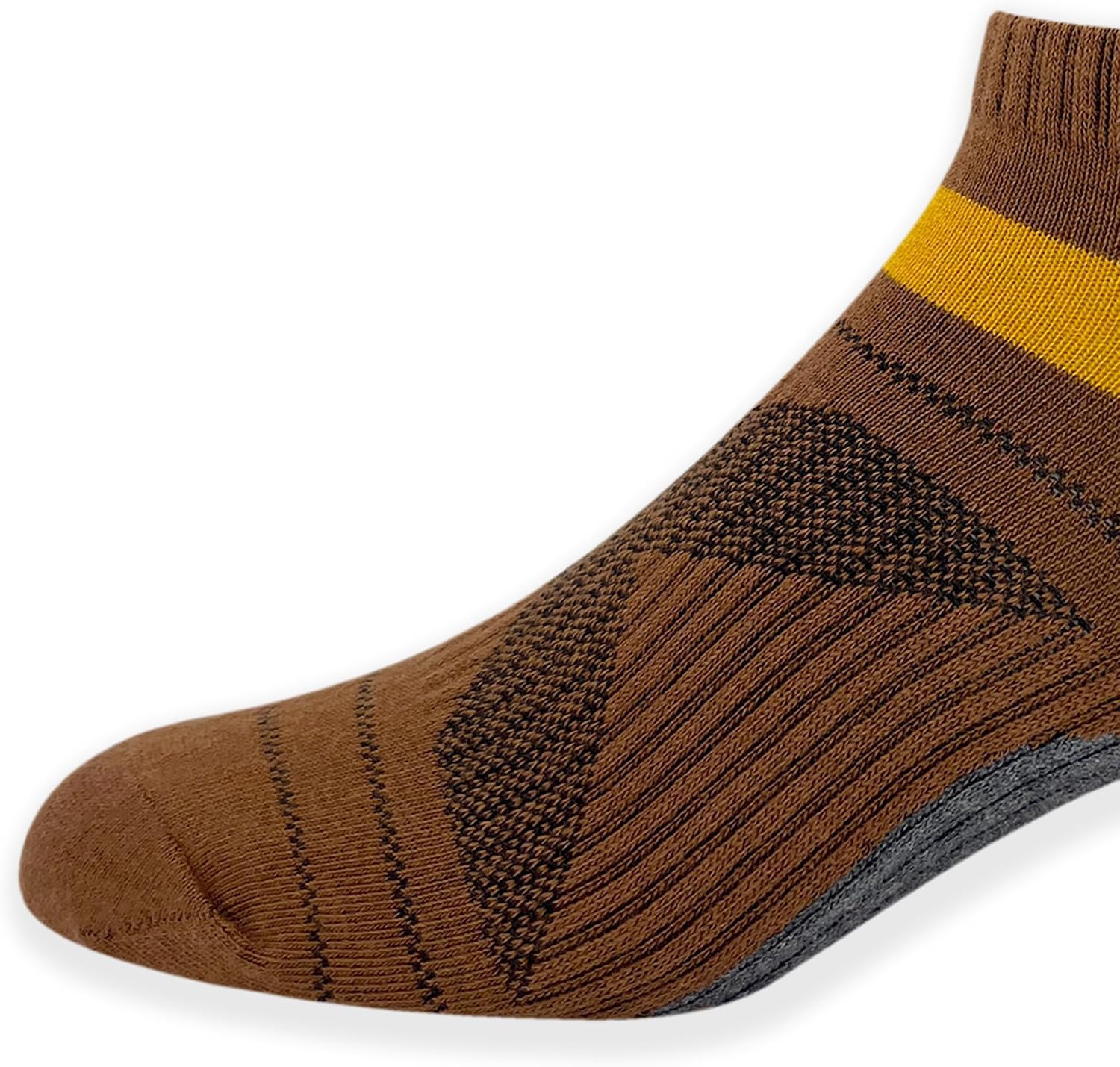 HaloYIYI Men's Cotton Athletic Socks, Arch Support, Low Cut, Brown, Tab Style, 5 Pairs