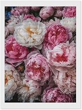 FZQVSGW Peach and White Peonies Diamond Painting Kit, Complete DIY Square Trays Decor Diamond Arts Kits for Home Or Farmhouse Decor 12"x16" (No Frame Included)
