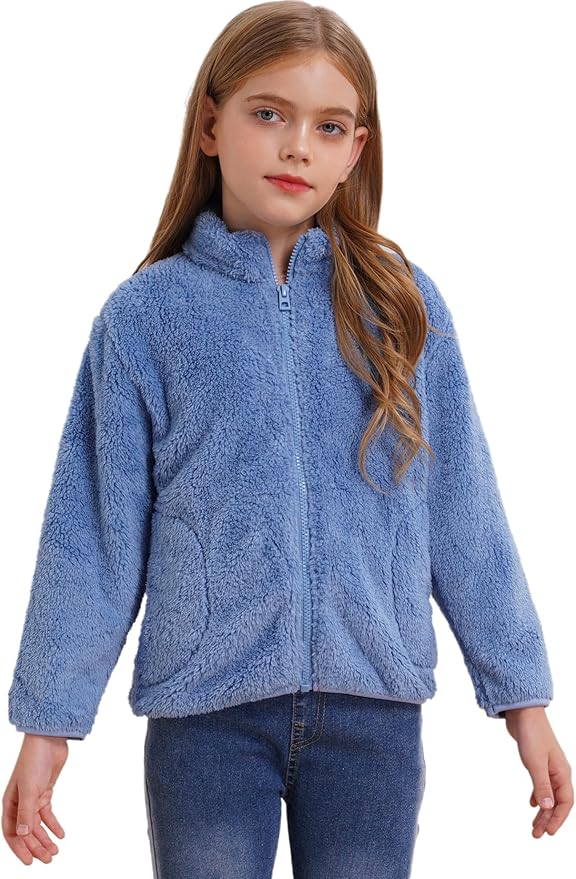 KODMNSW Fleecejacke Mädchen - Teddyjacke Für Herbst/Winter