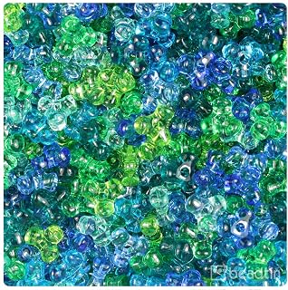 BeadTin Green & Blue Mix Transparent 11mm TriBead Plastic Craft Beads (500pcs)