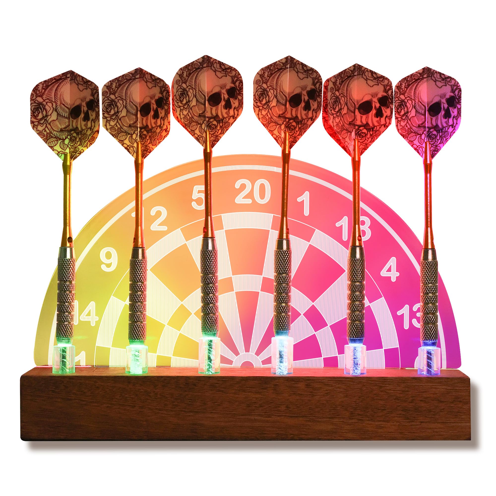 Leuchtender Dart Ständer, mehrfarbiger LED-Dart Halter für den Schreibtisch, Dartzubehör für Jungen, Männer, Gamer, Raumdekoration Geschenke