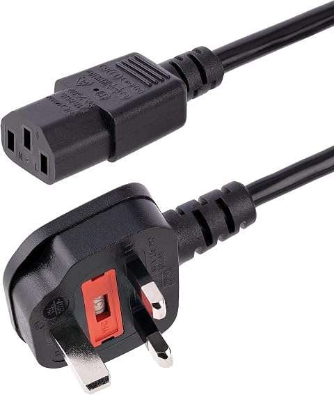 StarTech Cable Alim. PC 1,8m, BS 1363 a C13, 10A 250V, Negro (PXT101UK) | Cable de TV/monitor, 18AWG, Adaptador de corriente para el Reino Unido, Cable para tetera, De repuesto