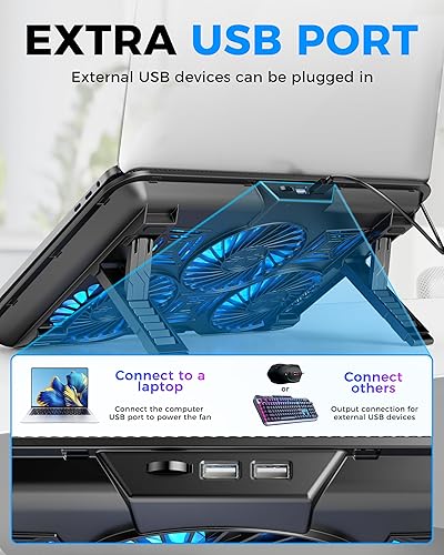 Miniatura 5 de AICHESON Almohadilla de refrigeración para laptop con 6 ventiladores de alta velocidad, enfriador de computadora con 7 ángulos ajustables,