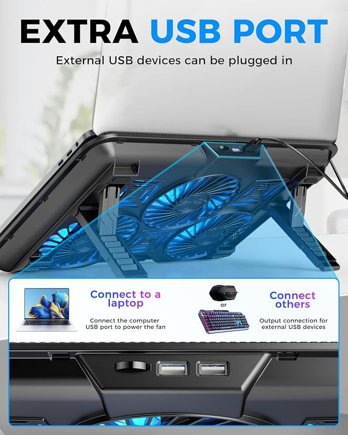 Base enfriadora para laptop con 6 ventiladores ajustables miniatura 5