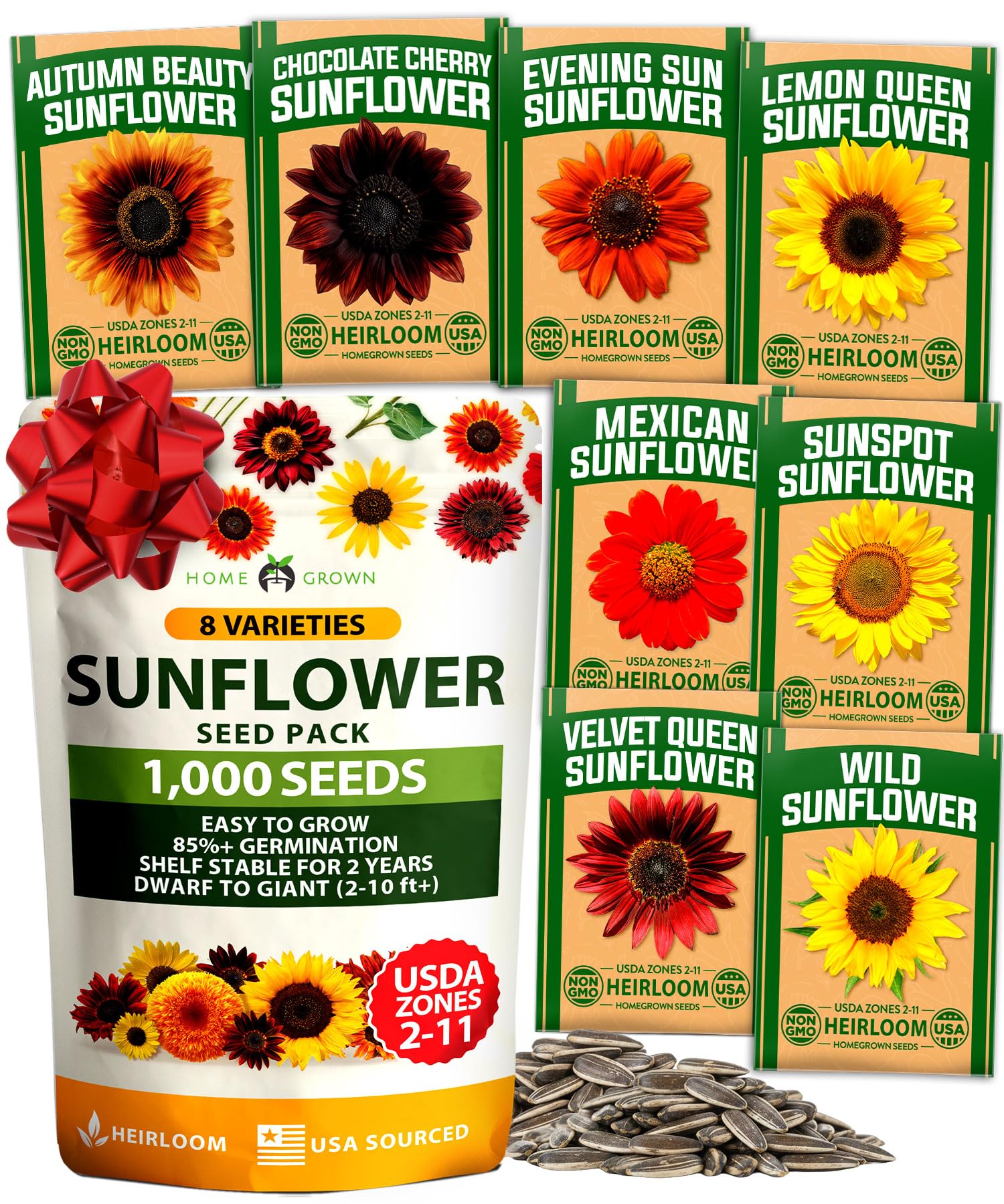 HOME GROWN Sunflower Seeds 8 Varieties