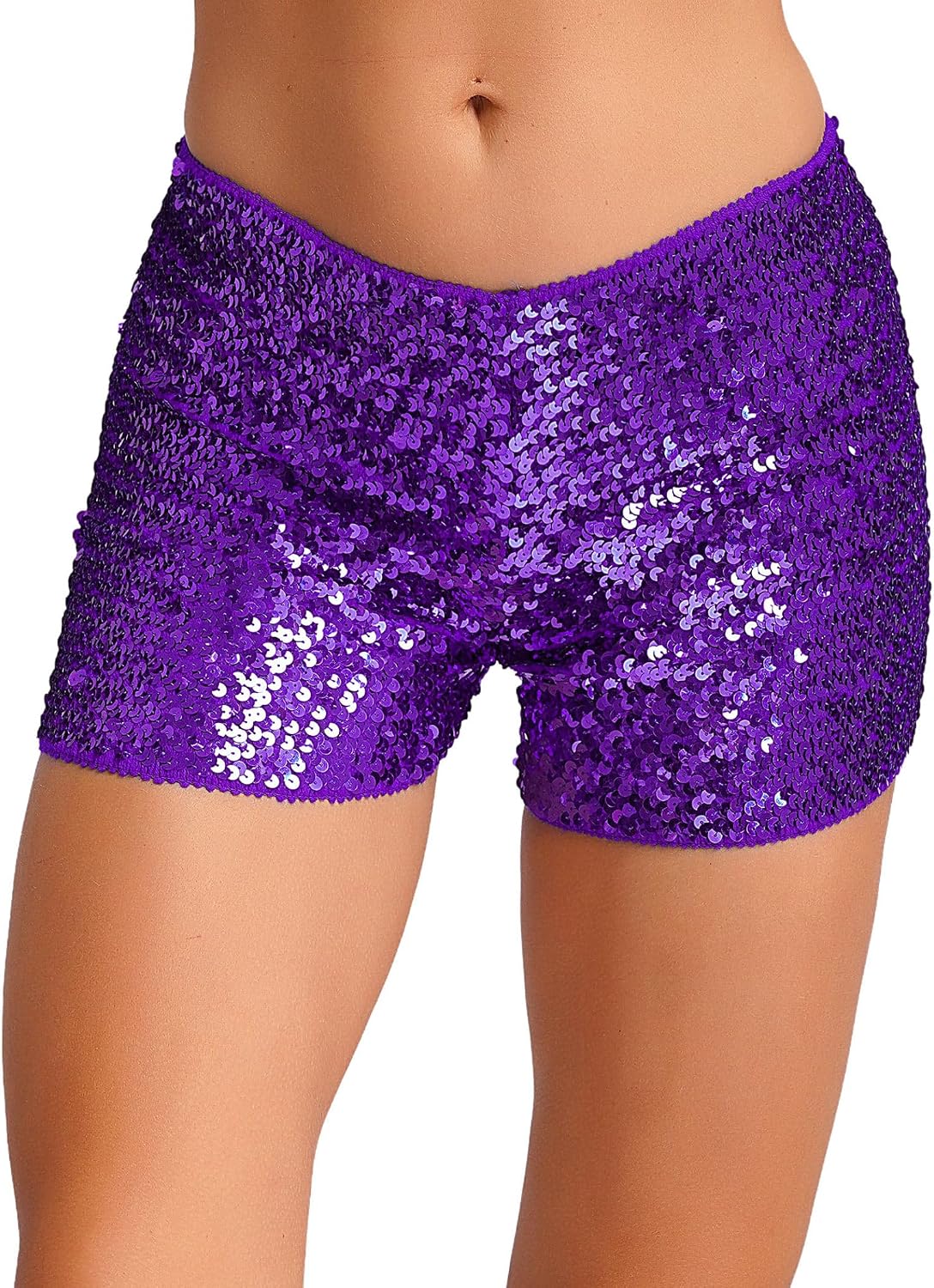 Sequin Shorts for Women Low Rise Glitter Sparkly Hot Shorts for Disco Party Dance Festival