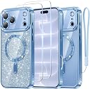 Meifigno for iPhone 18 Pro Max Case with 2X HD Tempered Glass, Glacier Blue