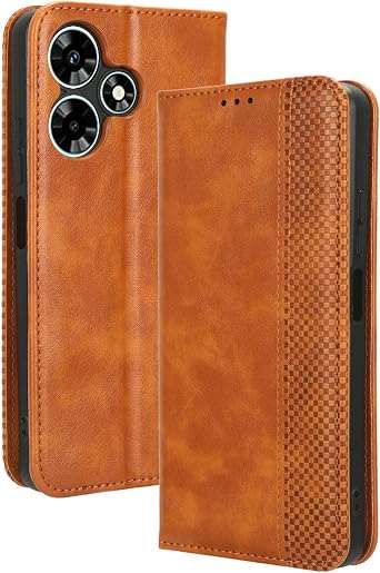 Case Compatible with Infinix Hot 30i, PU Leather flip Cover Compatible with Infinix Hot 30i NFC X669 Phone Case Brown
