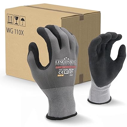 linconson 12 Pack Safety Performance Series Construction Mechanics Work Gloves (S (120 Pairs), Grey)