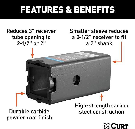CURT 45408 Carbon Steel 3 in. Shank Reducer Sleeve Set; Set of 2