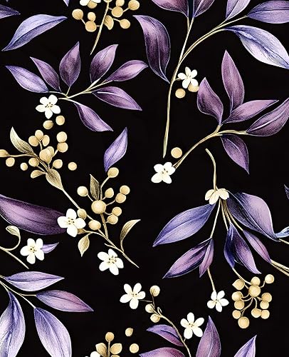 Miniatura 18 de Papel tapiz floral vintage azul marino oscuro extra largo, 17.5 pulgadas x 393 pulgadas, papel de contacto bohemio pelable, papel de pared botánico