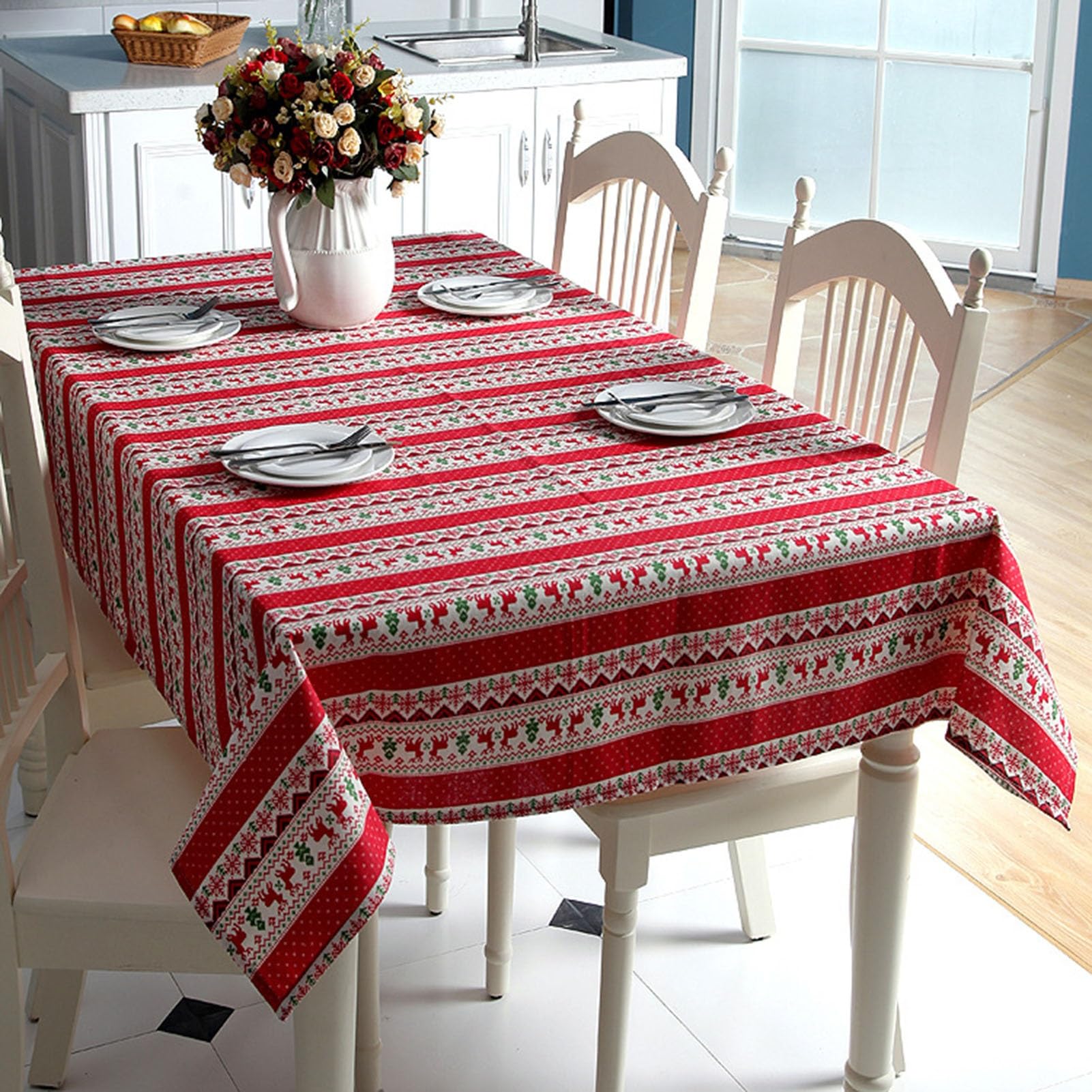 Nappe de Noël KAISUN nappe rectangulaire rouge décor de table de fête