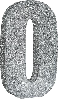 7.8 Inch Silver Glitter Number 0 Wooden Table Centerpiece Party Decorations | 1 Pack Silver Birthday Decorations,Digit 0 for Birthday,Chrismas,Graduation,Halloween,New Year,Anniversary Party Supplies