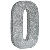 TONIFUL 7.8 Inch Silver Glitter Number 0 Wooden Table Centerpiece Silver Birthday Party Decorations,Digit 0 for Birthday,Chrismas,Halloween,Graduation,New Year,Anniversary Party Supplies (1 Pack)