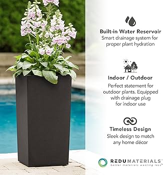 Tierra Verde Citadel Horizon Self Watering Square Planter, 13.5