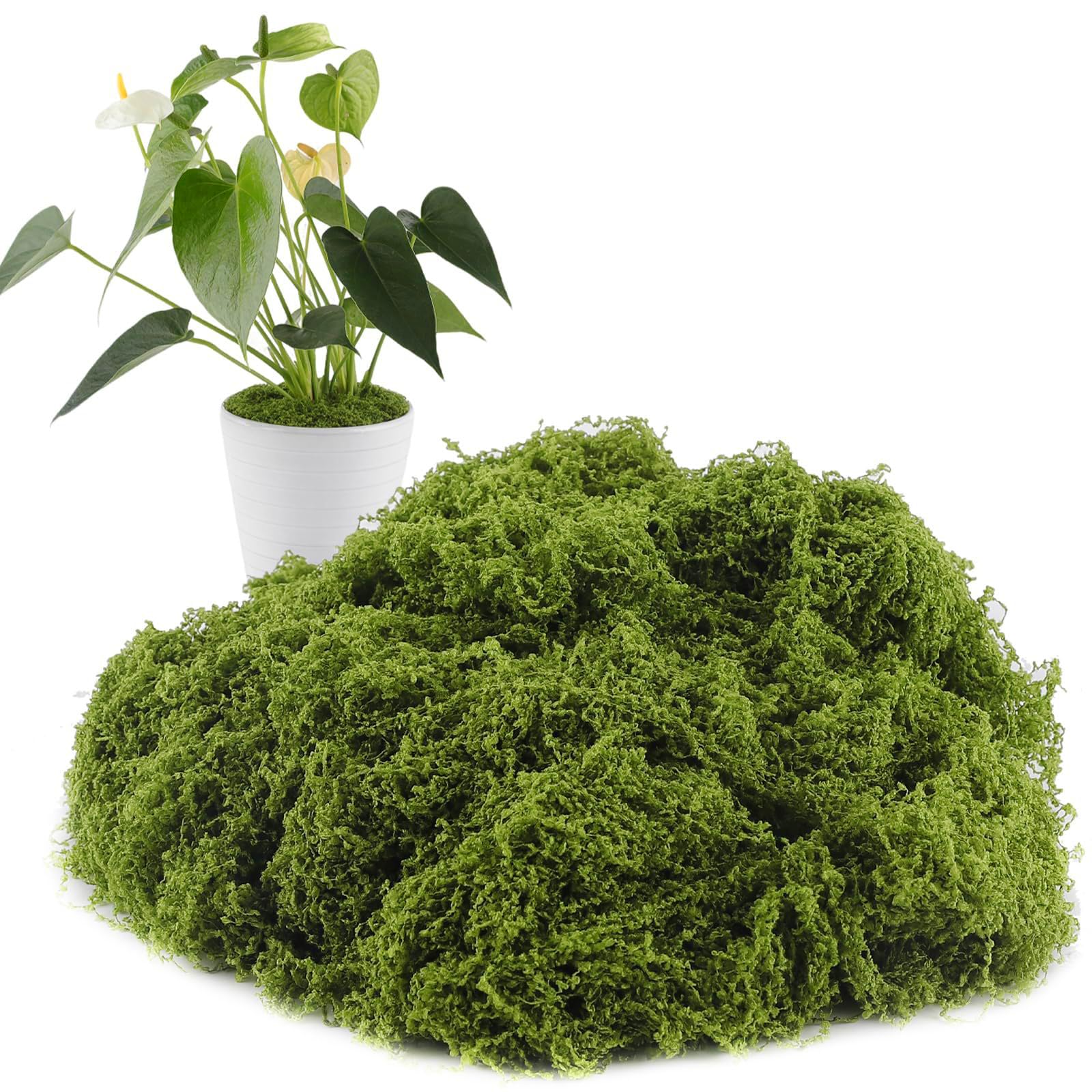 Raroly Artificial Moss – Faux Moss for Crafts, Artificial Fake Dark Green Decorative Moss for Potted Plants, Garden Lawn Crafts Decoration Landscaping Model Making (100g Light Green)