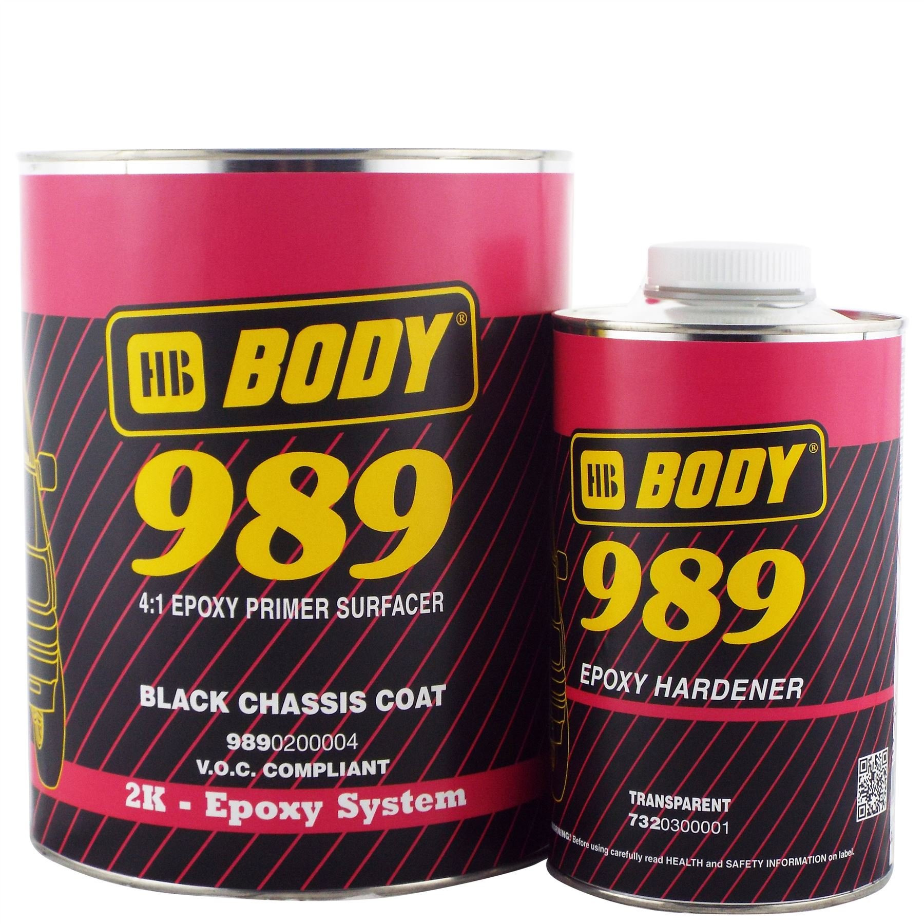 HB Body Epoxy Black Chassis Coat Primer Surfacer (4 Litre) & Epoxy Hardener (1 Litre) 5 Litre Kit - 4:1 Mixing Ratio