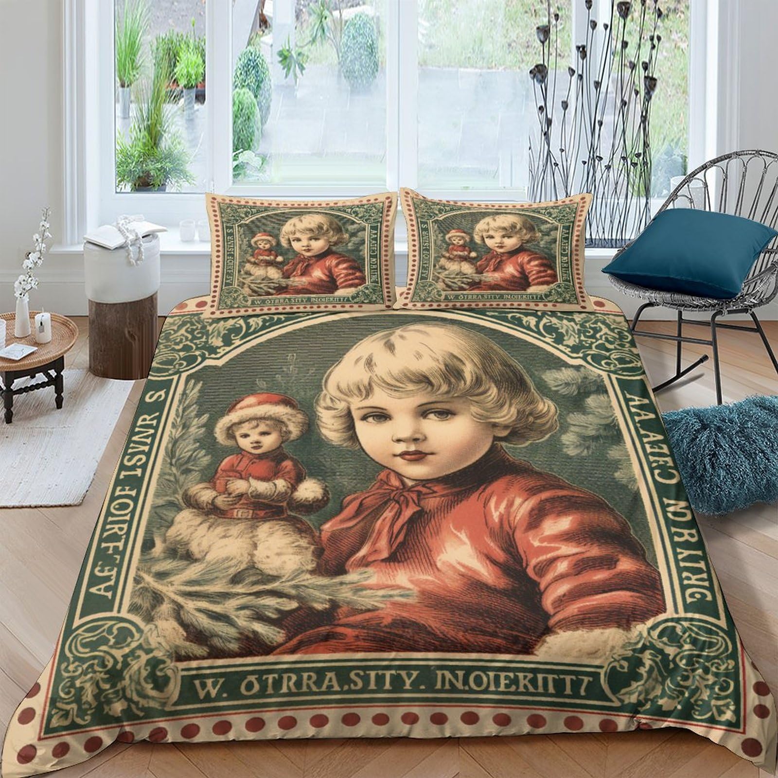 Parure de lit Noël timbre vintage pour réchauffer les nuits d'hiver en famille