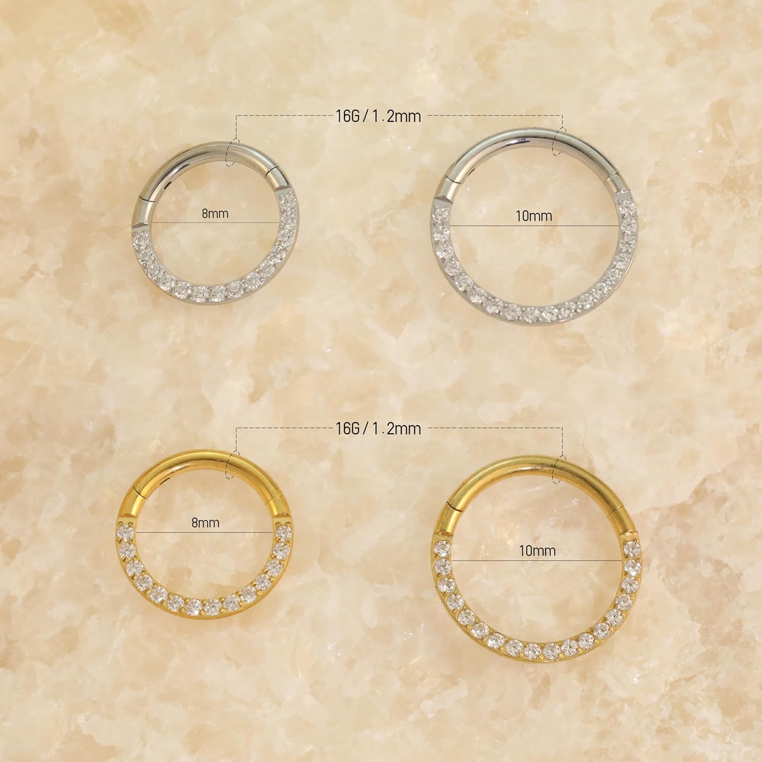 Cartilage Daith Earrings For Women Small 14K Gold Plated Hoop Hypoallergenic Helix Piercing Huggie Surgical Steel Diamond Implant Cubic Zirconia Jewelry - Image 5