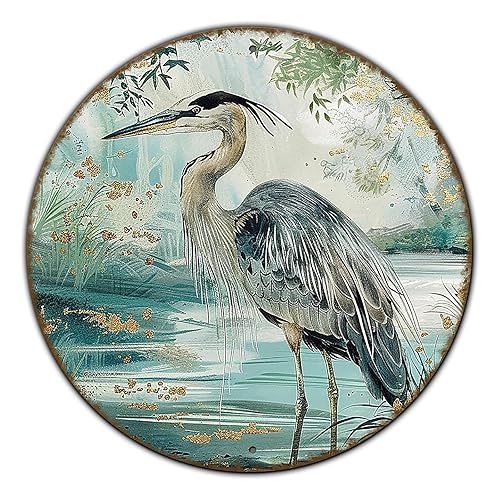 Blue Heron Metal Tin Sign Rustic Heron Wall Decor Heron