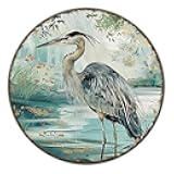 GJXFTPTTBD Blue Heron Metal Tin Sign Rustic Heron Wall Decor Heron Metal Wall Plate Heron Vintage Tin Sign Wall Art Retro Advertising Metal Tin Sign Decor Garage Bar Restaurant 8 * 8 in