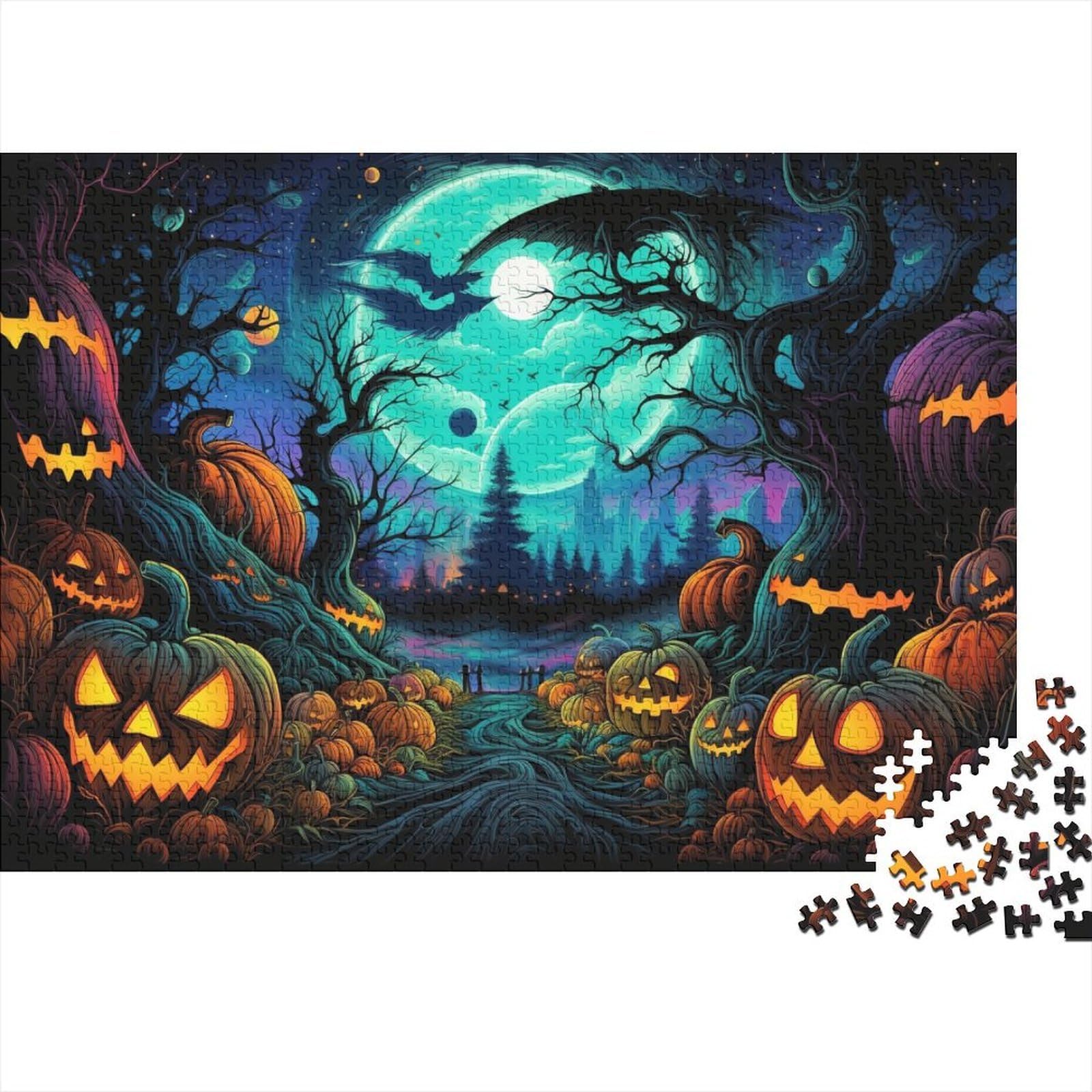 Halloween Night 1000 Piece Jigsaw Puzzle Paper Adult Moon Decor