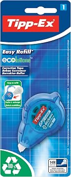 Tipp-Ex Easy Refill ECOlutions Correction Tape Roller, Refillable, 14 m x 5 mm, Pack of 1, Ideal for The Office, Home Office or School