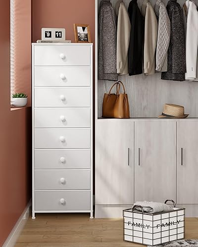 Vista 7 de Crestlive Products Cómoda alta, torre de almacenamiento Fabirc de 8 cajones, cajoneras - Unidad organizadora vertical para dormitorio, pasillo