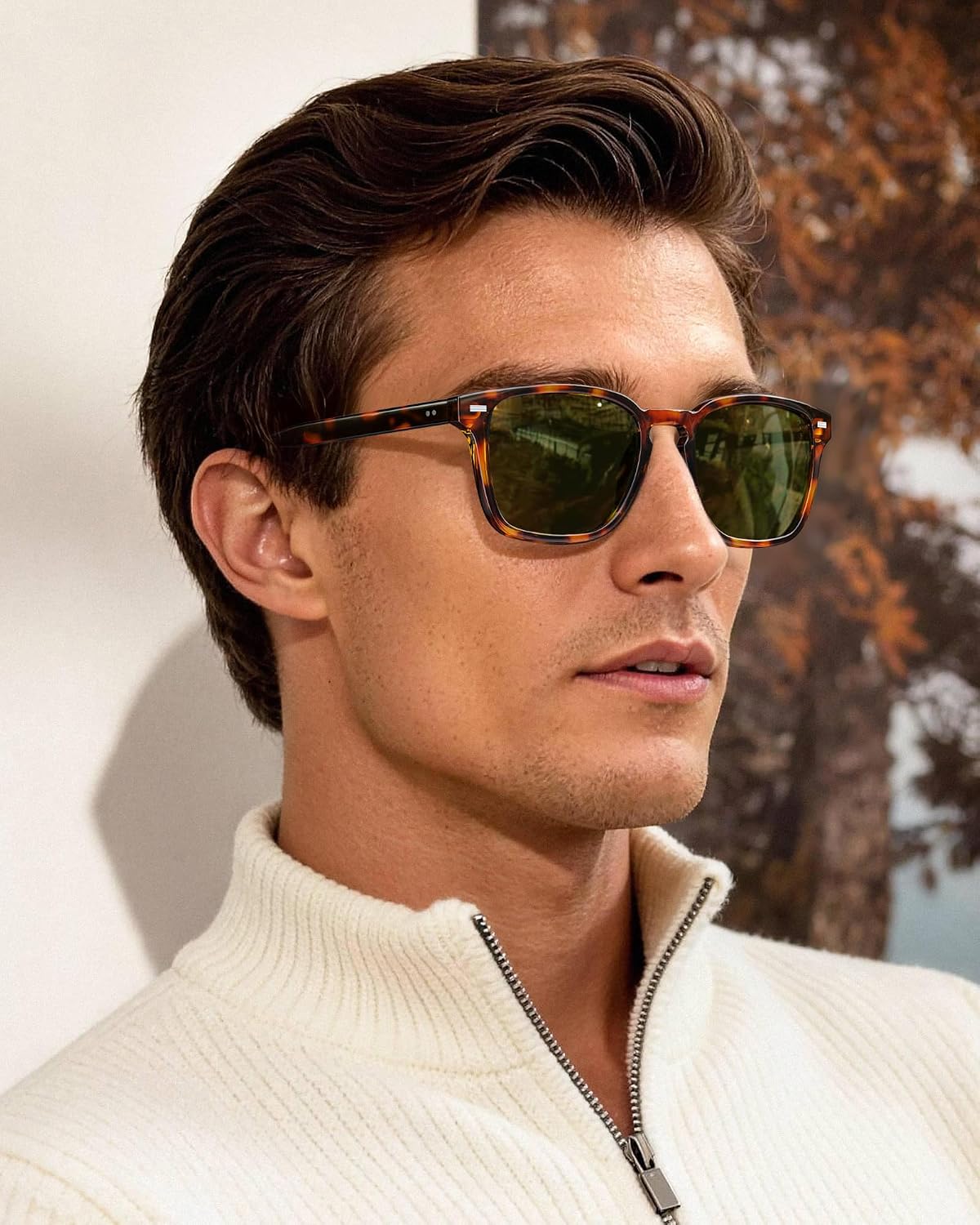 CARFIA Retro Men's Sunglasses Womens Polarized Classic Acetate Square UV400 Protection Driving Glasses