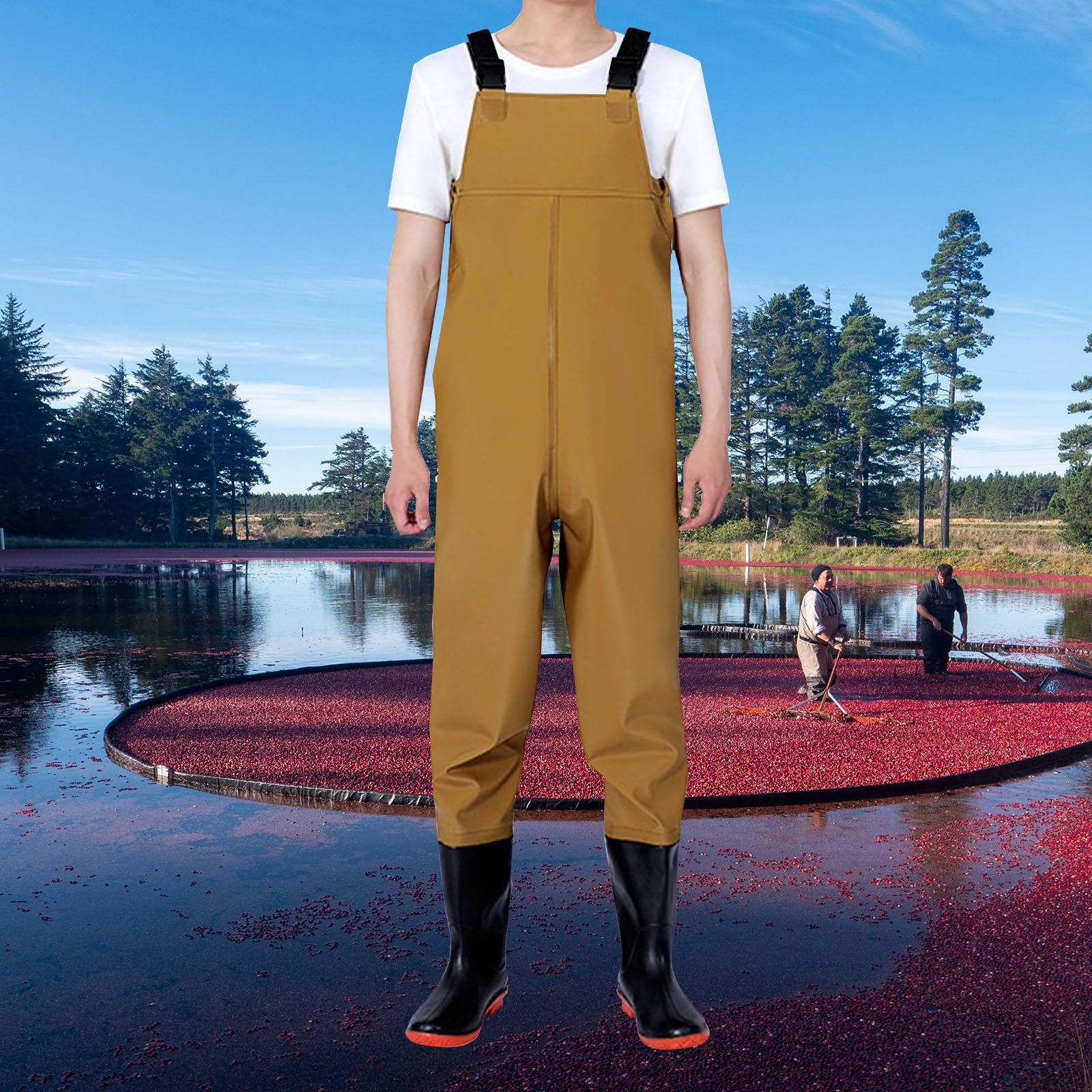 Generisch Pantaloni da pesca da uomo con stivali, da pesca, impermeabili, traspiranti, per attività all'aria aperta, casual, per pesca in acqua fredda e attività all'aria aperta