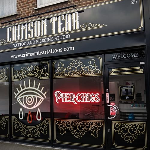Miniatura 4 de Vinray Letrero de neón de piercings grandes, especialmente diseñado para letreros de estudio de tatuajes, letreros decorativos LED súper brillantes
