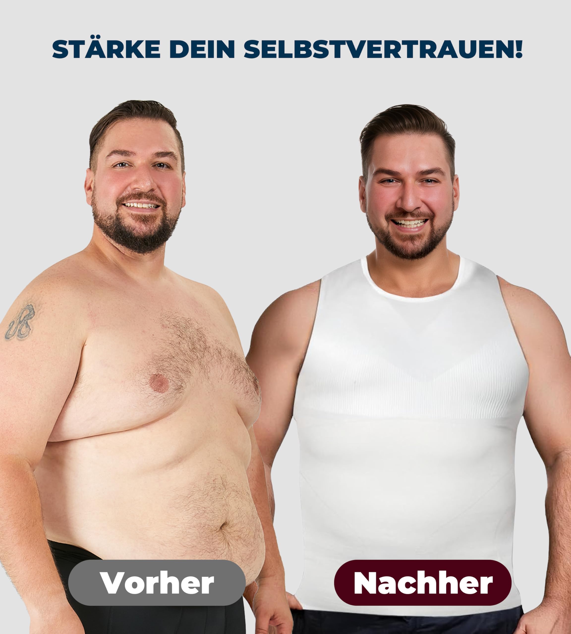 Kompressionsshirt für Herren, Shapewear, schlankmachendes Tank-Top, nahtlos, Bodyshaper, Unterhemd für Gynäkomastie, Bauchkontrolle
