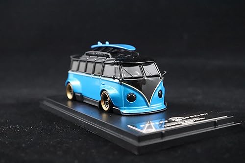Miniatura 6 de Robert Design Models 164 Escala Modelos de Coche VW Tipo 2 Volkswide Kombi Flyer Bus Negro Azul