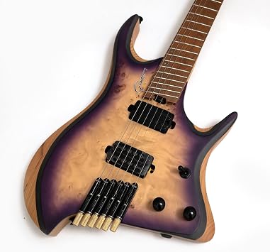 Headless Electric Guitar, 6-String Fanned Fret Guitar,Roasted Maple Neck 24 Fret Professional Guitar