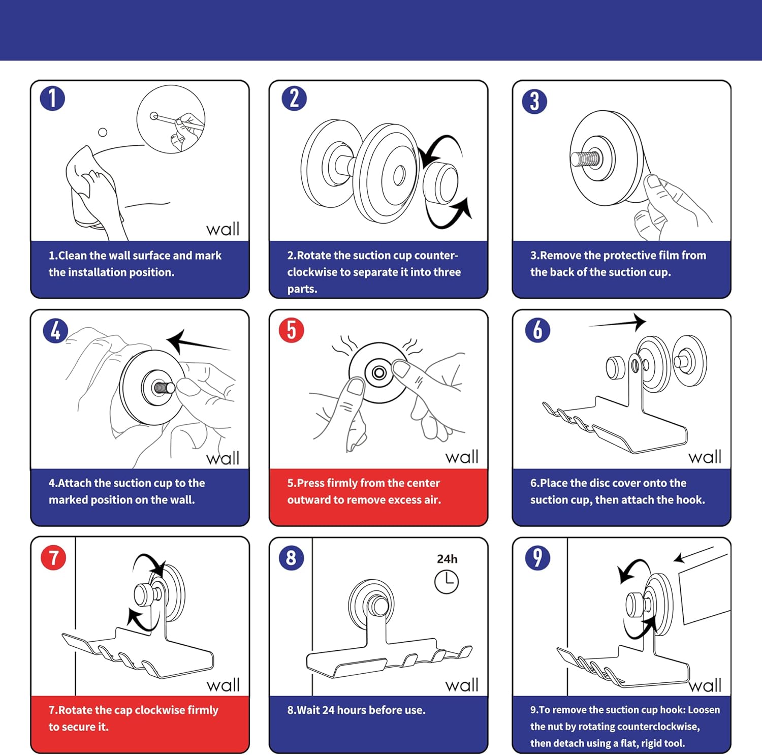 Suction Cup Razor Holder for Shower - Suction Cup Hooks for Shower, Black – Damage-Free Hooks for Men’s Grooming Organizer, Holds Razors, Towels, Shaving Cream Shelf, Strong 5lb Hold