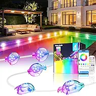 148Ft Pool Lights for Inground & Above Ground Pool, 100V-240V AC into 24V DC, Plug-in 32 Lamp Smart Pool Lights with App/Remote Control, IP68 Waterproof, RGB+IC Underwater Light for Pool Party Decor