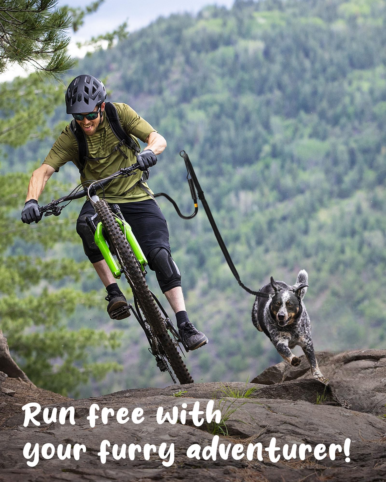 Laisse de Vélo Barre Cani VTT pour Chien Mains-Libres Bikejoring, Accessoire avec Amortisseurs